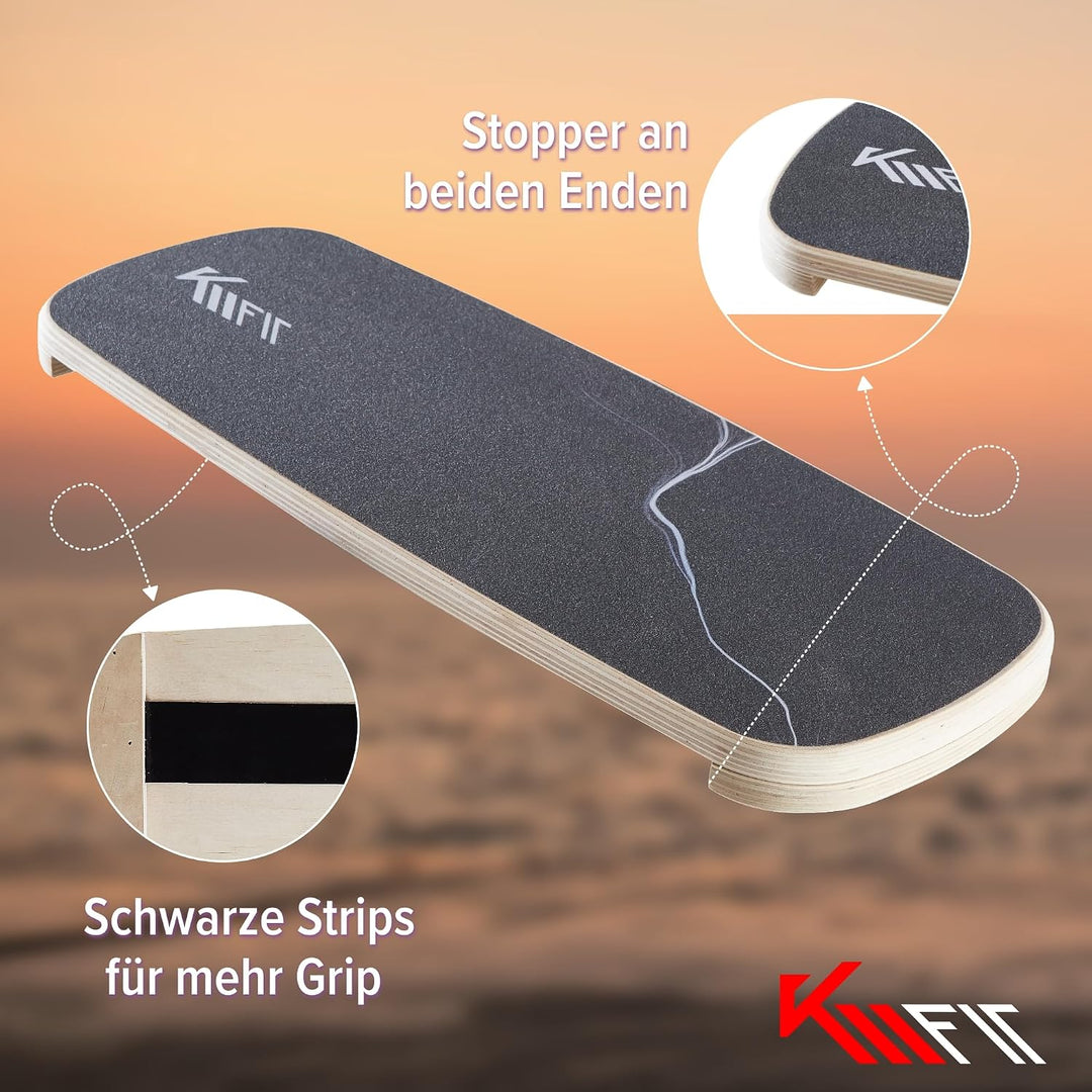 KM-Fit Balance Board | Balancebrett aus Holz | Indoor Skateboard Indoorboard | Surfboard, Surfbrett