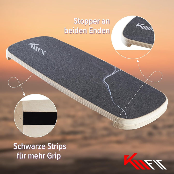 KM-Fit Balance Board | Balancebrett aus Holz | Indoor Skateboard Indoorboard | Surfboard, Surfbrett