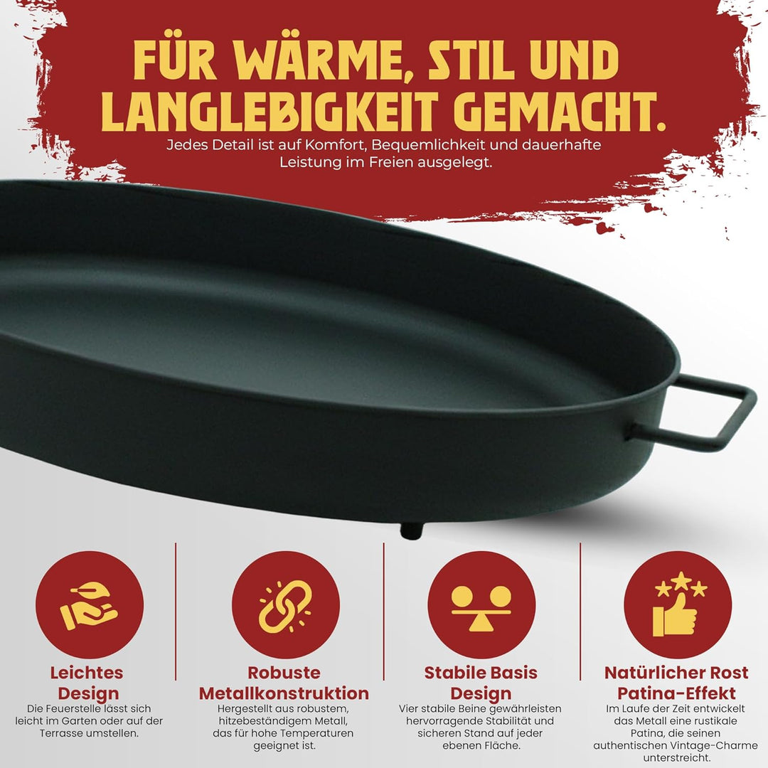 Feuerschale Ø 57 cm,Feuerkorb, Feuertonne, Feuerstelle für den Garten, Terrasse und Balkon,Schwarz 3