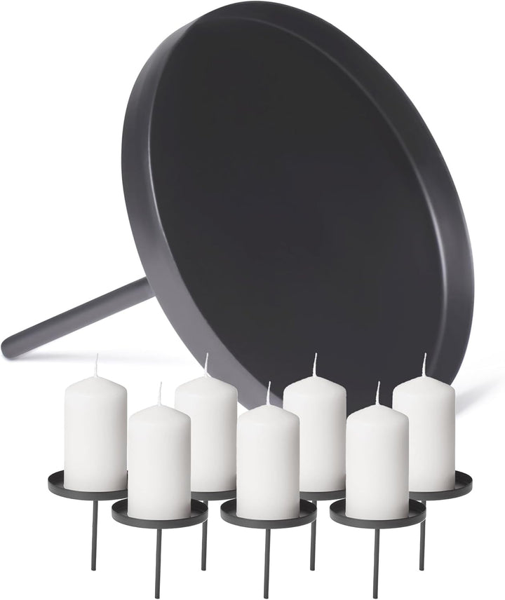 Novaliv 8X Kerzenpick Flach, 6,5 cm SCHWARZ Kerzenhalter für Adventskranz Kerzenpin Weihnachtskranz