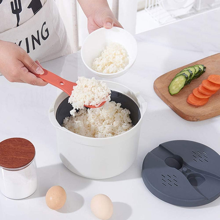 Mikrowellen Reiskocher, 2L Multifunktions Dampfgarer mit Filterabdeckung, Gedämpfter Reiskocher, Sch