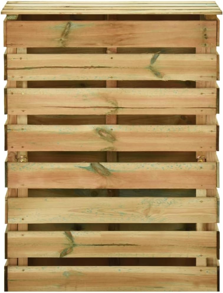Komposter aus Holz, Gartenkomposter mit Latten, 80 x 50 x 100 cm, imprägniertes Kiefernholz
