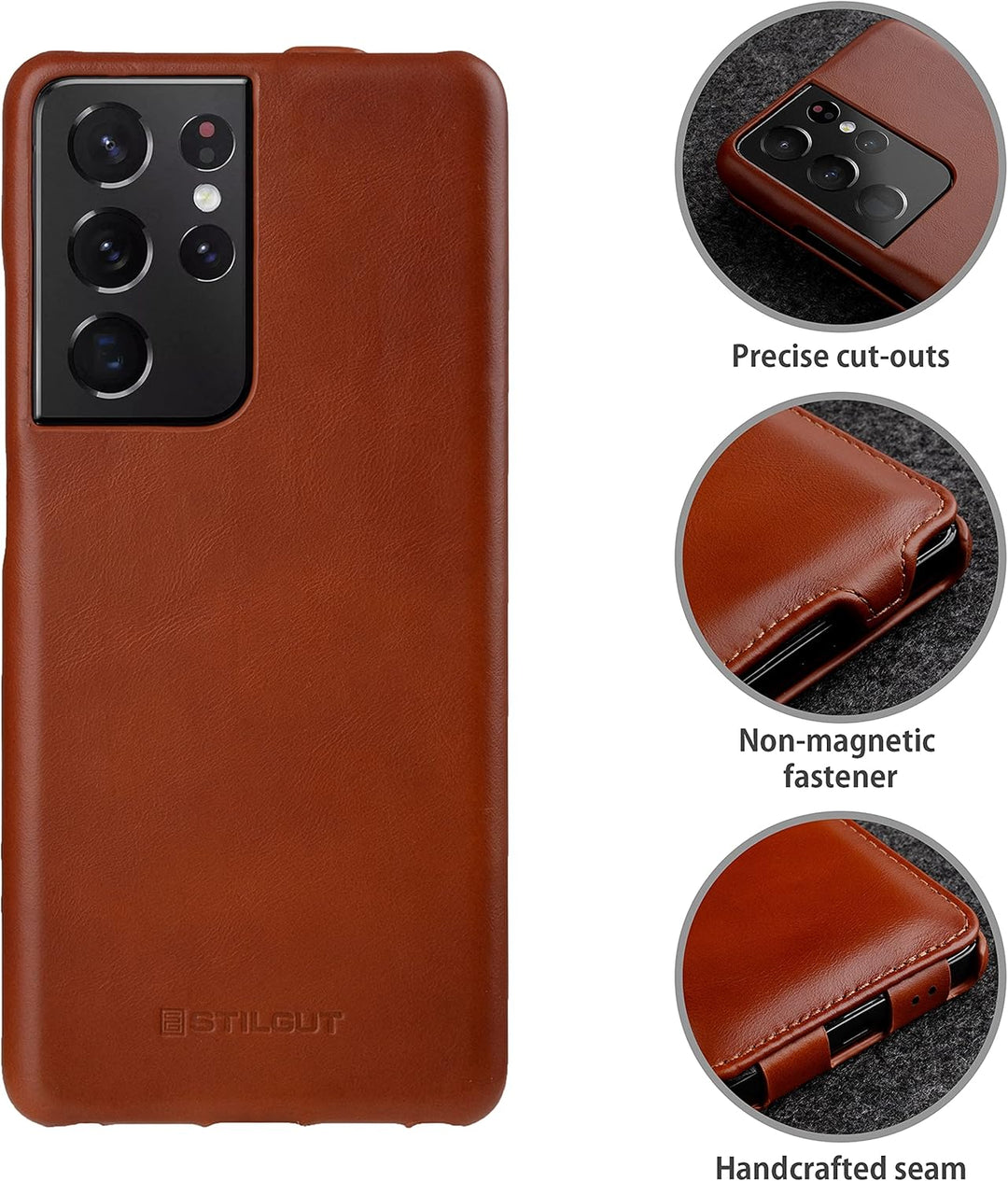 STILGUT UltraSlim kompatibel mit Samsung Galaxy S21 Ultra Hülle - Samsung S21 Ultra 5G Flip Case aus