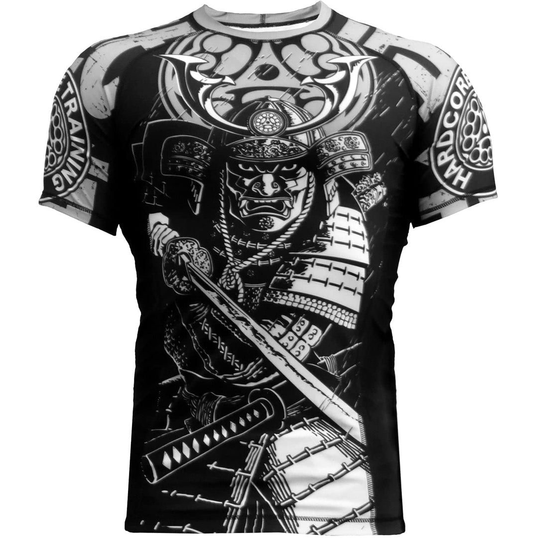 Hardcore Training Budo Grey Grey Rash Guard Men's Kompressionshemd Herren Lange Ärmel Grappling Jiu