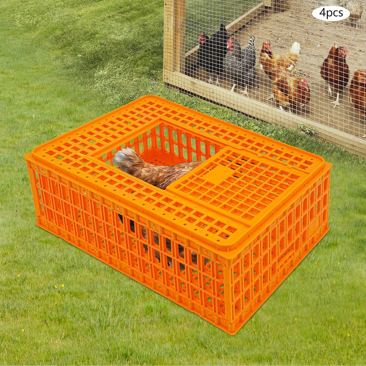 4 Stück Geflügel Tragetasche, Huhn-Transportkäfig mit Schiebetür und Transportgriffen, Korb Box für