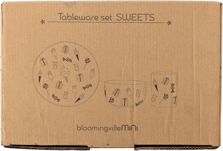 Bloomingville Mini Sweets Geschirr-Set, Natur, Steingut, C:T7xH9/B:T11xH6/P:T18x2 cm, 3er-Set, 210 m
