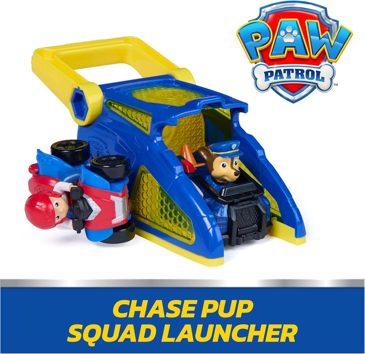 PAW PATROL – Pup Squad Launcher mit Chase & Ryder, 2 Mini Fahrzeuge (ca. 6,5cm) mit Launcher für ras