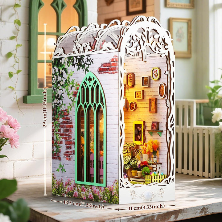 DIY Book Nook Kit - DIY Miniatur Holz Haus für Erwachsene mit LED, Bücherregal Dekoration 3D Puzzle