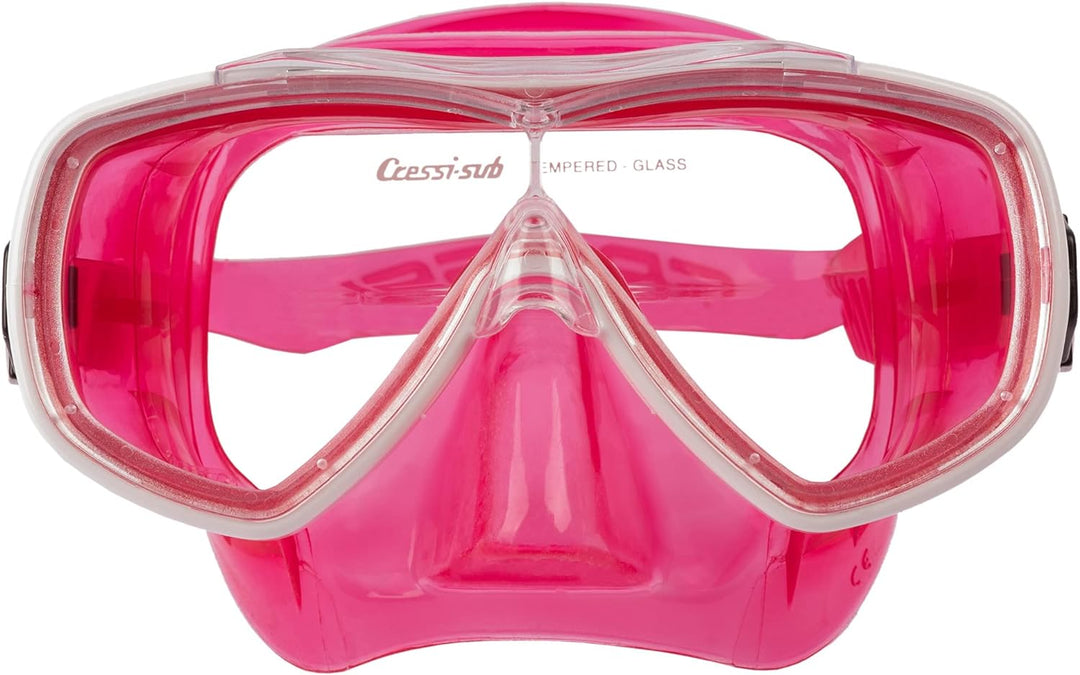 Cressi Schnorchelmaske für Erwachsene, 1 Linse, hervorragende Aussicht, hergestellt in Italien Pink/