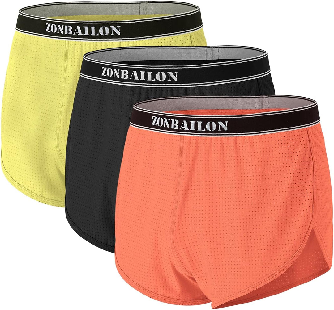 BIATWOWR Herren Transparent Sexy Boxershorts Männer Atmungsaktiv Bequem Unterhose Seitlichem Schlitz