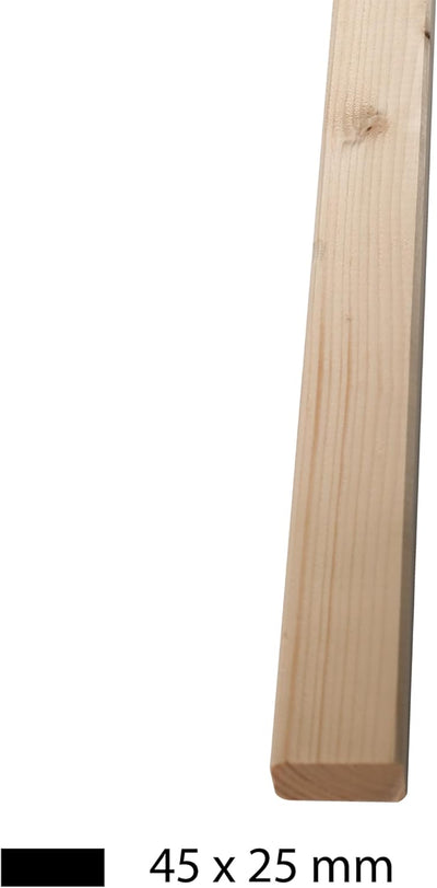 Brüstungsgeländer aus Holz | Unbehandelte Fichte | Grundeinheit 200 cm | Rechteckstab inklusive 1 Pf