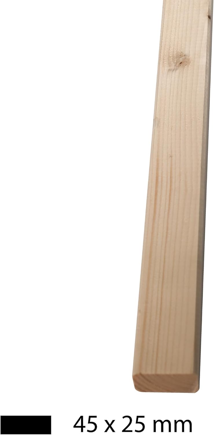 Brüstungsgeländer aus Holz | Unbehandelte Fichte | Grundeinheit 200 cm | Rechteckstab inklusive 1 Pf