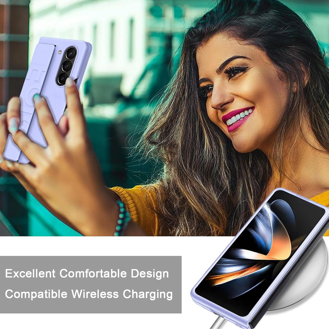 NINKI Samsung Galaxy Z Fold 5 Hülle mit Handschlaufe - Voller Schutz PC Bumper Case mit Gurt, Leicht