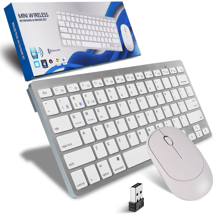 Tastatur Maus Set Kabellos, Bluetooth5.2/3.0 Tastatur &amp; 2.4 GHz USB 3 Mode, Funktastatur Mit Maus Si