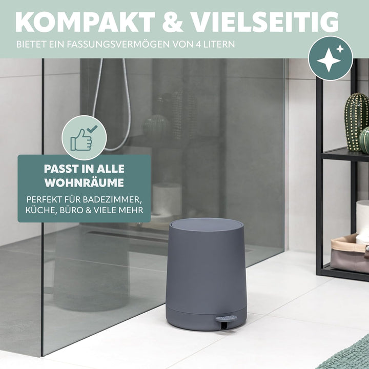 eluno Kosmetikeimer TESERO mit Soft-Touch Oberfläche, Treteimer 4 Liter Fassungsvermögen, mit Soft-C