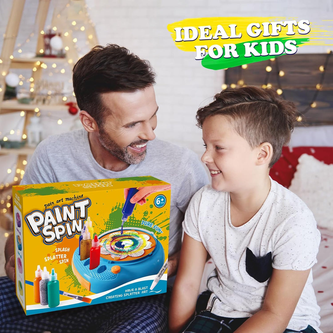 Spin Art Maschine für Kinder 4-12 Jahre - Malset mit Drehscheibe &amp; 7 Farben | Bastelset zum Malen mi