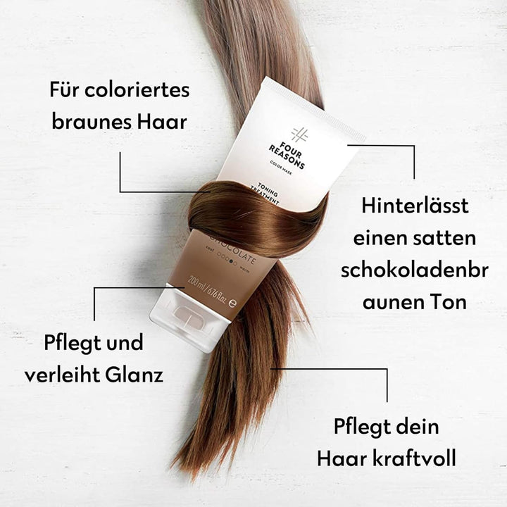 FOUR REASONS Farbmasken-Shampoo Braun – Sulfatfreies Tönungsshampoo für braunes und dunkelbraunes Ha