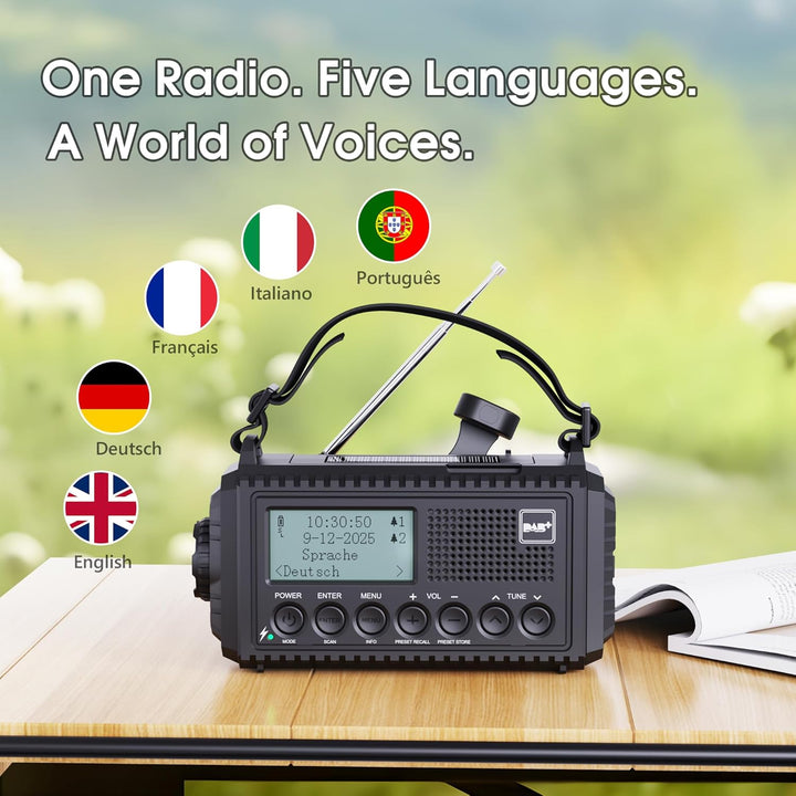 DAB/DAB+/UKW Digitalradio mit Eingebaute 5000mAh Akku Solar Radio Notfallradio mit USB Handyladefunk