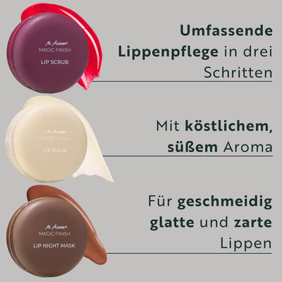 M. Asam MAGIC FINISH Intensive Lip Care Set (3 x 8,5 g), Lippenpflege Set mit Lip Scrub, Lip Balm &