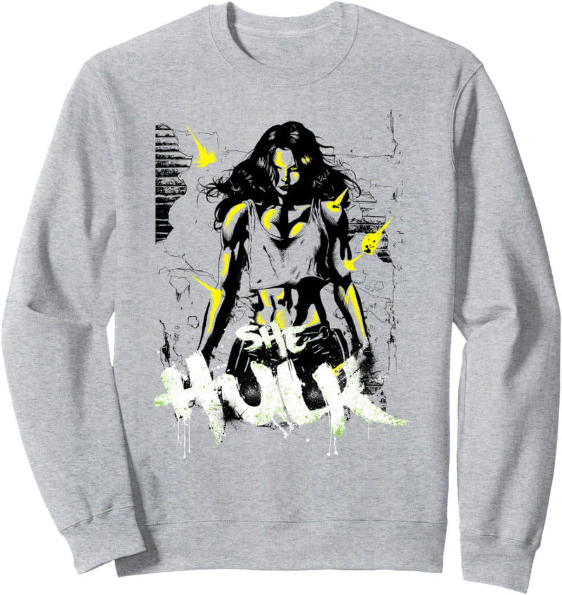 Marvel She-Hulk The Savage Green Neon Brick Splat Sweatshirt