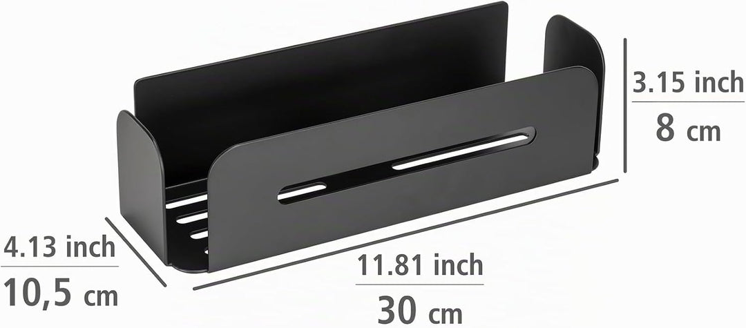 WENKO Turbo-Loc® Wandablage Bivio Black matt, Badregal aus Aluminium, zur Aufbewahrung im Bad, Befes