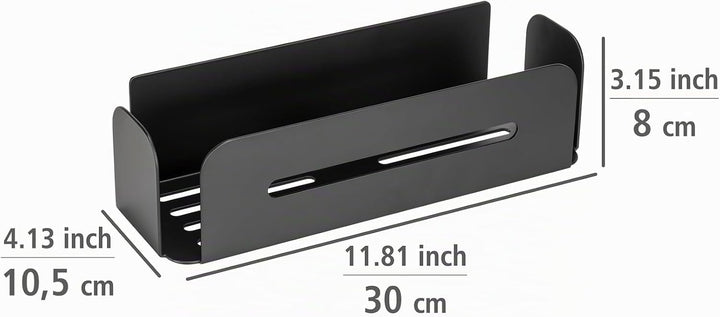 WENKO Turbo-Loc® Wandablage Bivio Black matt, Badregal aus Aluminium, zur Aufbewahrung im Bad, Befes