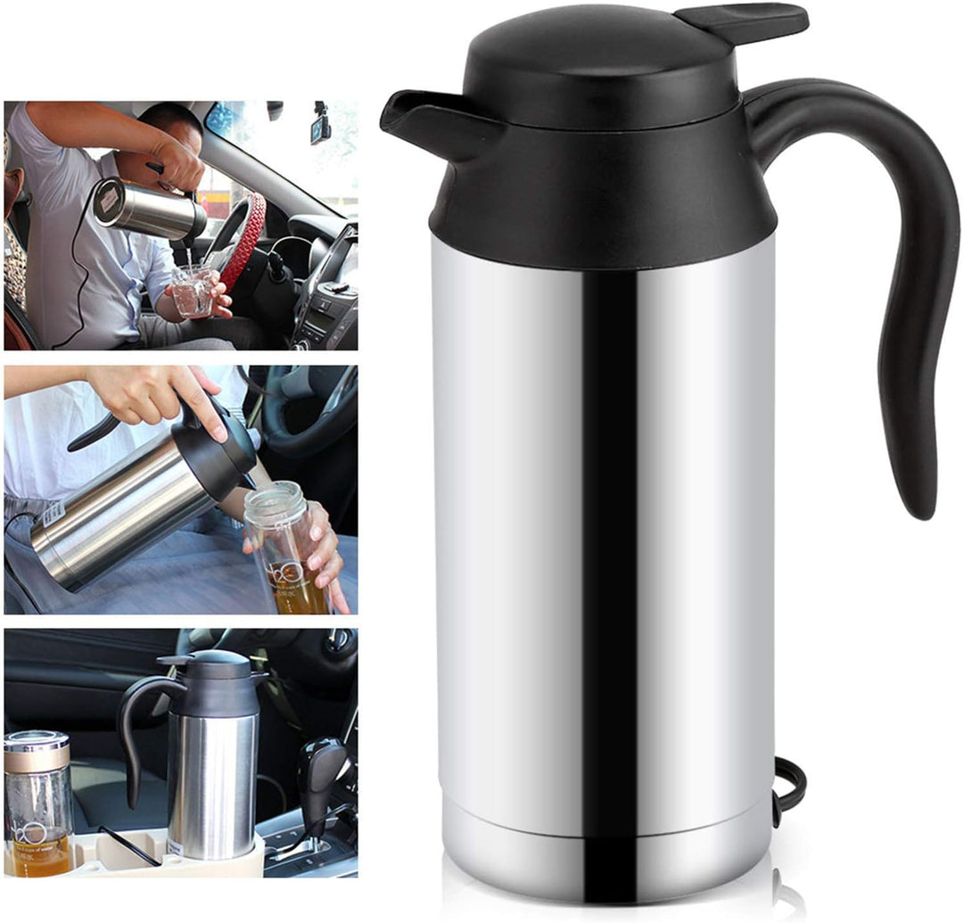 Auto Wasserkocher, 750 ml 12V Elektrische Wasserkocher mit Zigarettenanzünder, Edelstahl Auto Heizbe