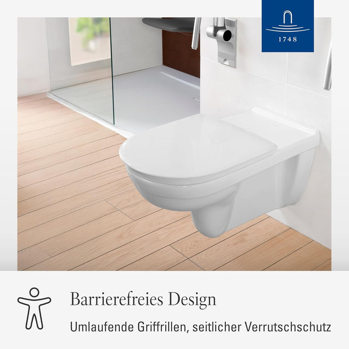Villeroy & Boch ViCare WC-Sitz barrierefrei - Toilettendeckel Weiss Alpin aus Duroplast - Toilettens