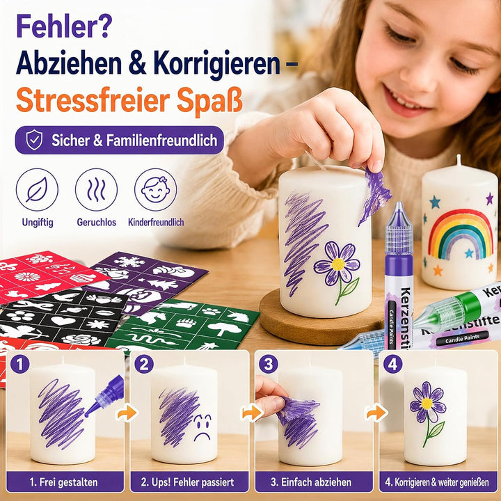 Zoyomax 18 Farben Kerzen bemalen Set, 15ml Wachsstifte für Kerzen – Candle Pen für Bemalen, Verziere