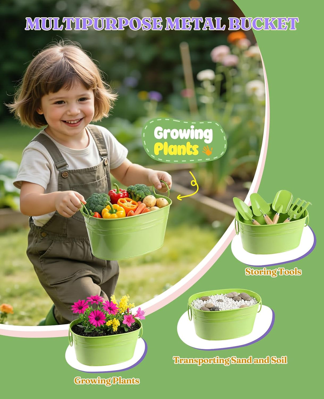 Ultimate Kinder-Gartenset, kindersicheres und Robustes Gartengeräte-Set für Spass im Freien, Freude