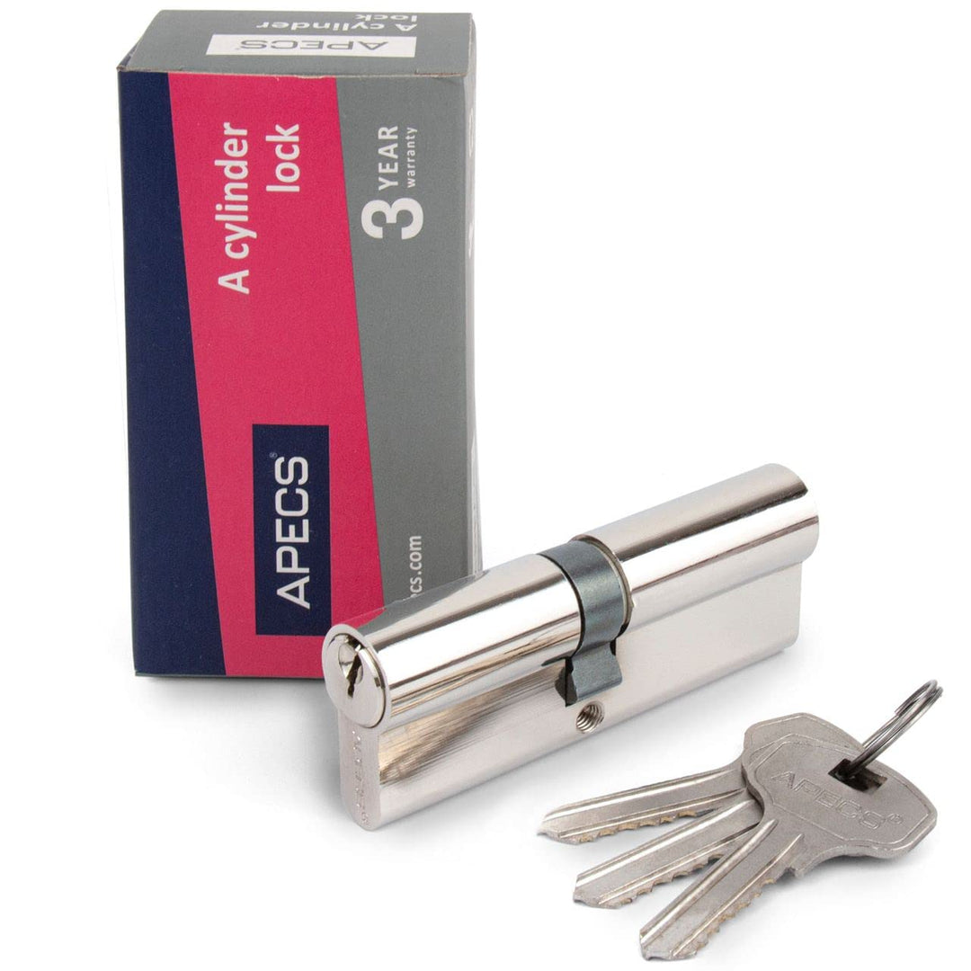 APECS Zylinderschloss Profilzylinder 30/80 mm für Türschloss Haustür mit 3 Schlüsseln Modell EC-110(