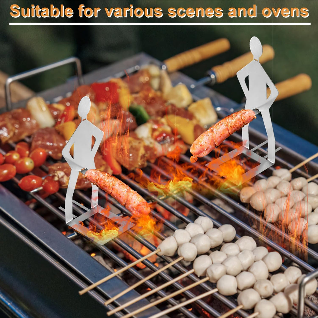 4stk Lustiger BBQ Hotdog Halter, Wurstbräter Ständer in Männerform aus Edelstahl Tragbares Neuartige