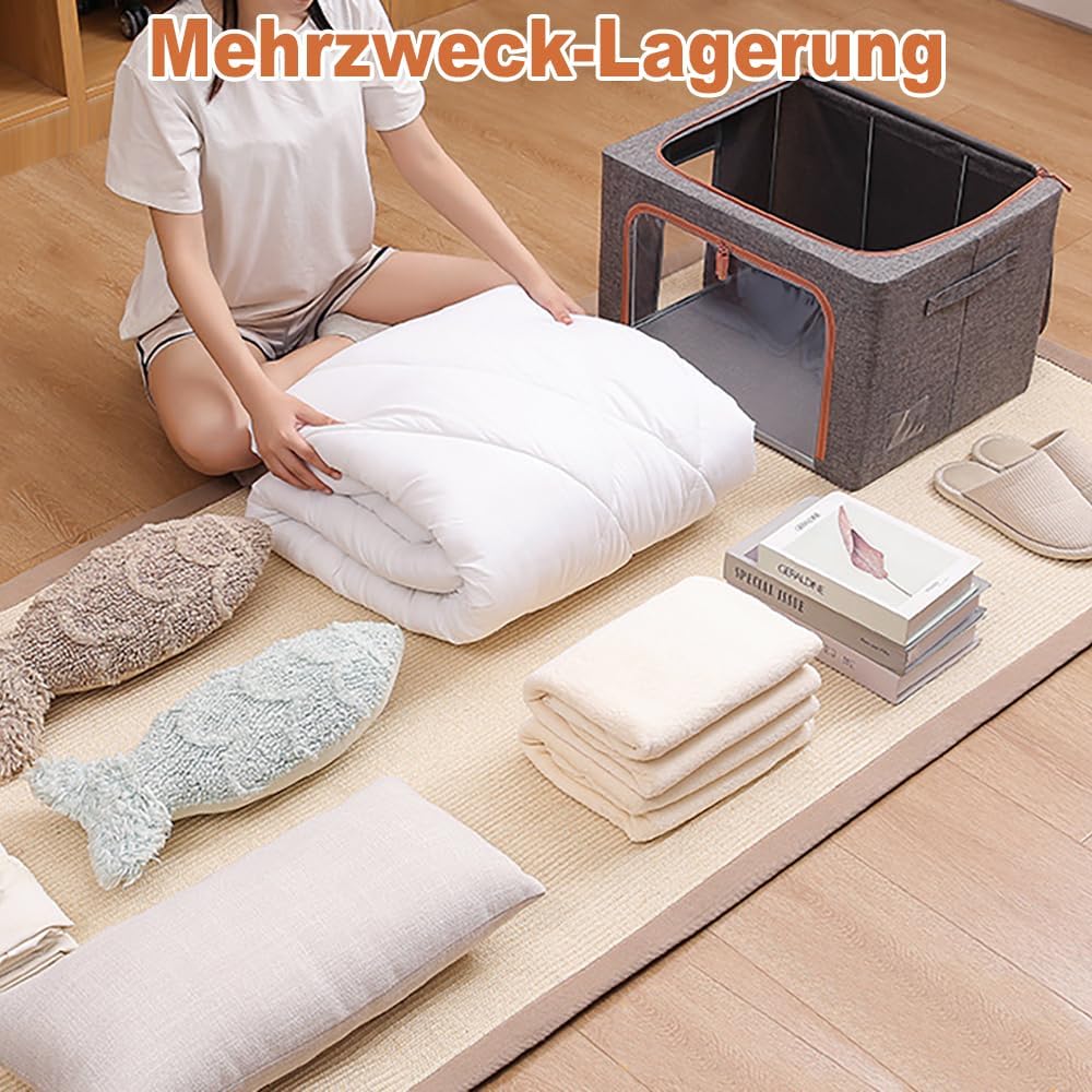 Accmuzzy 2 Stück Aufbewahrungstasche mit Metallrahmen 200L - Stapelbare Aufbewahrungstasche für klei