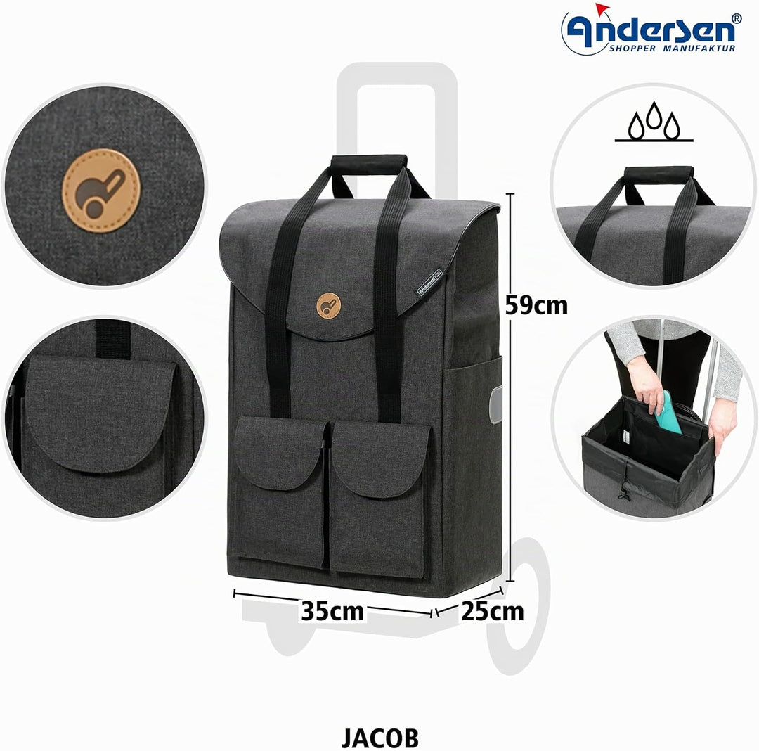 Andersen Einkaufstrolley - klappbar - 54 Liter - Aufhängung für Einkaufswagen - belastbar 50 kg - Al
