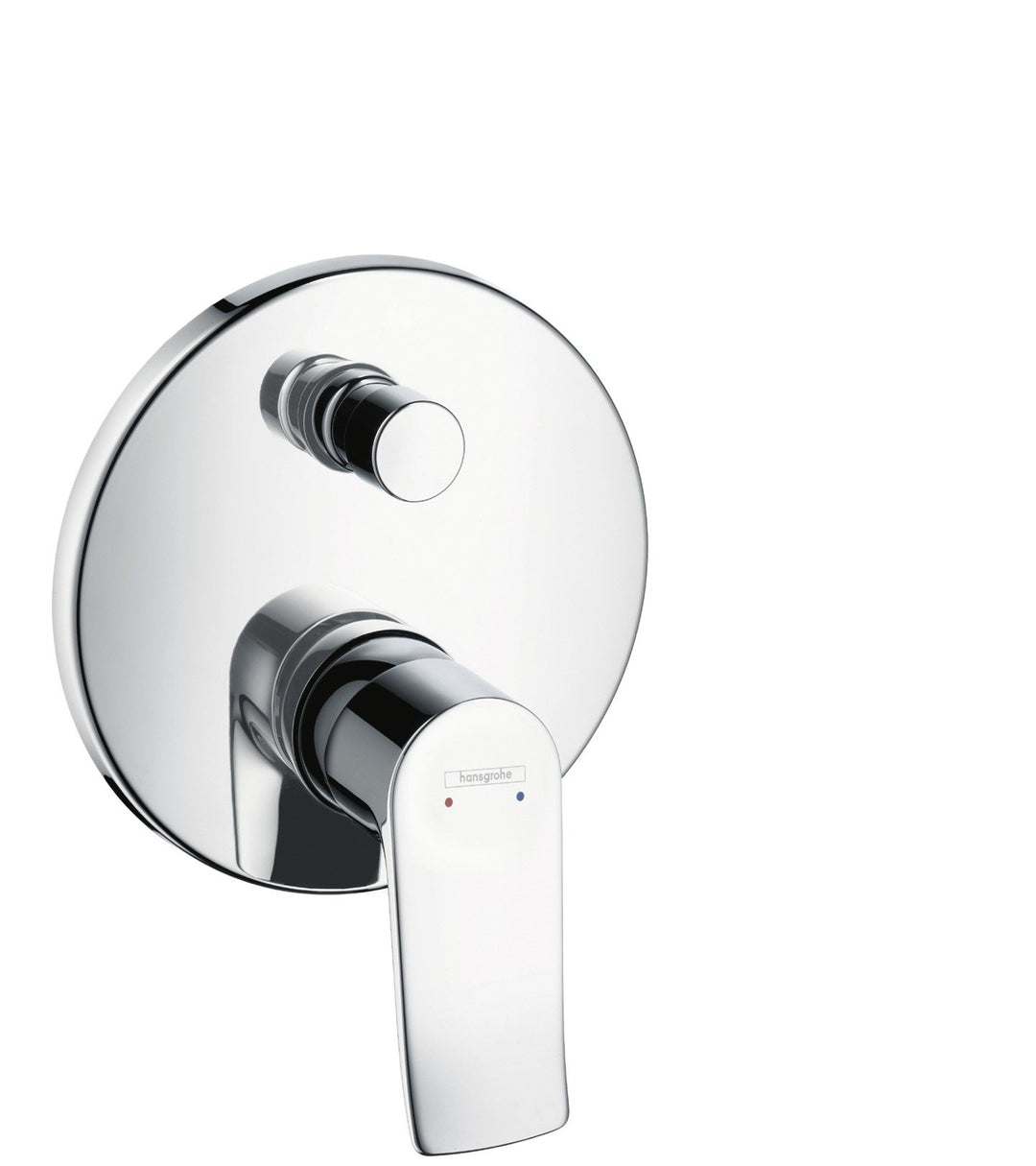 hansgrohe Metris Unterputz Wannenarmatur, für 2 Funktionen, Chrom rund Wanne mit integrierter Sicher