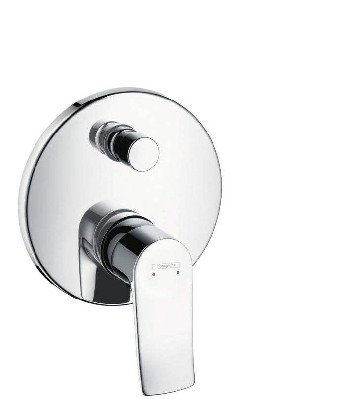 hansgrohe Metris Unterputz Wannenarmatur, für 2 Funktionen, Chrom rund Wanne mit integrierter Sicher