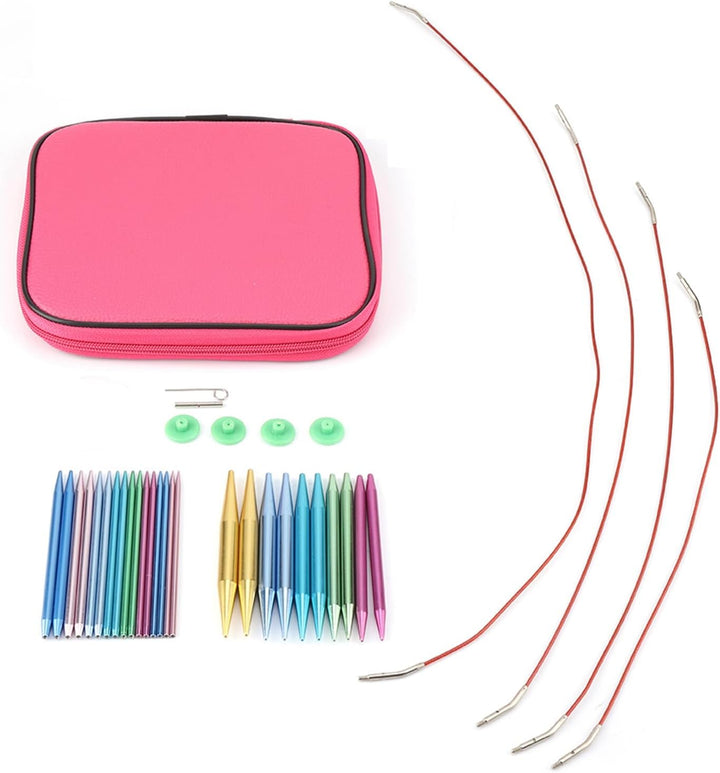 Bunte Rundstricknadelsets, Austauschbares Aluminium-Häkelset für DIY-Geschenke, 13 Strickpickel der