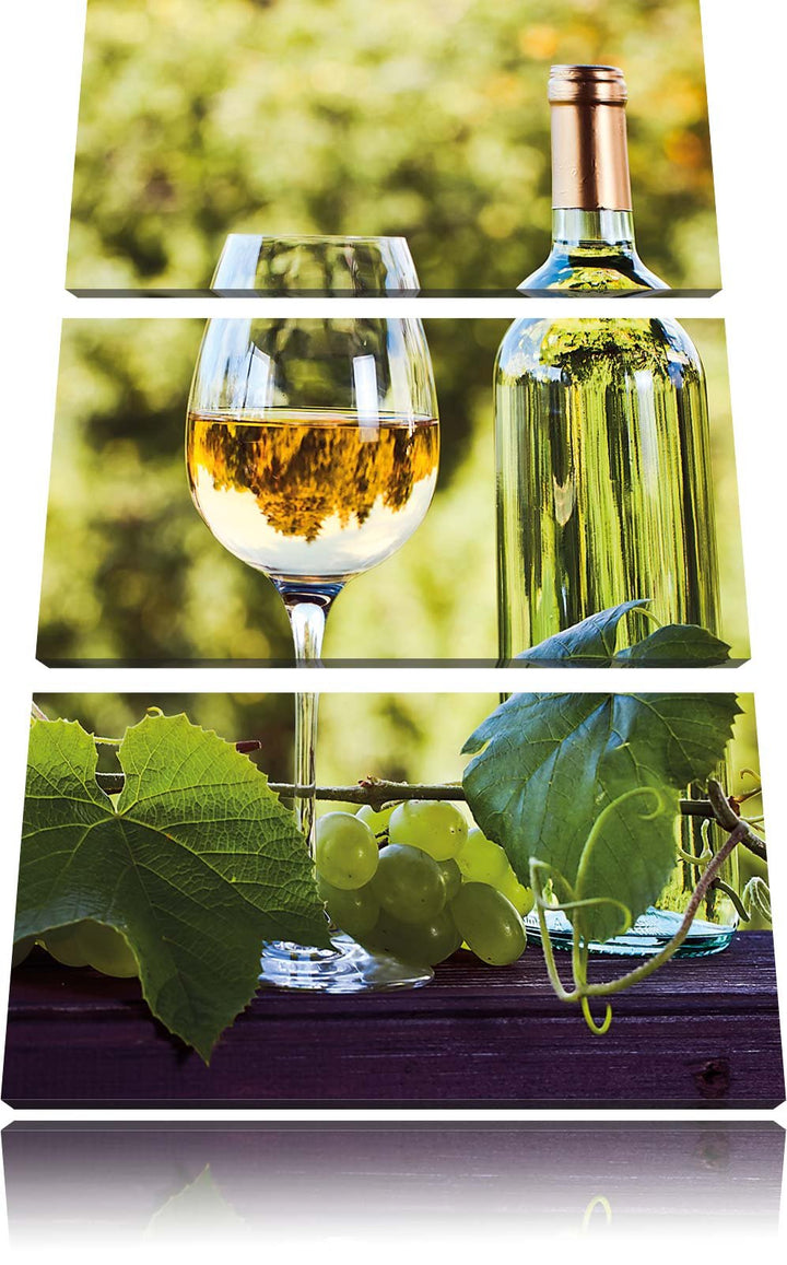 Pixxprint Wein und Weintrauben als Leinwandbild - Grösse: 3-Teilig (120x80cm) - Wandbild - Kunstdruc