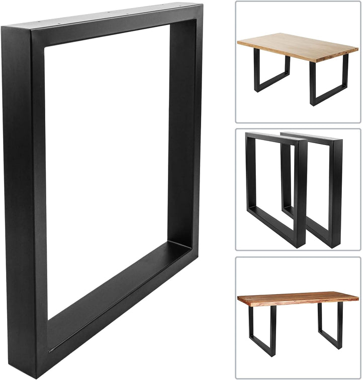 PrimeMatik - Tischbeine rechteckig aus Stahl 680 x 80 x 710 mm 2-Pack, Bass 680 x 80 mm