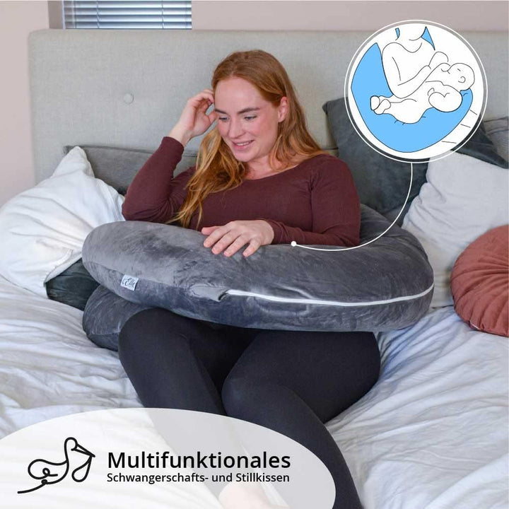 Ella Schwangerschaftskissen, C-förmiges Seitenschläferkissen, U-Kissen, Stillkissen mit waschbarem M