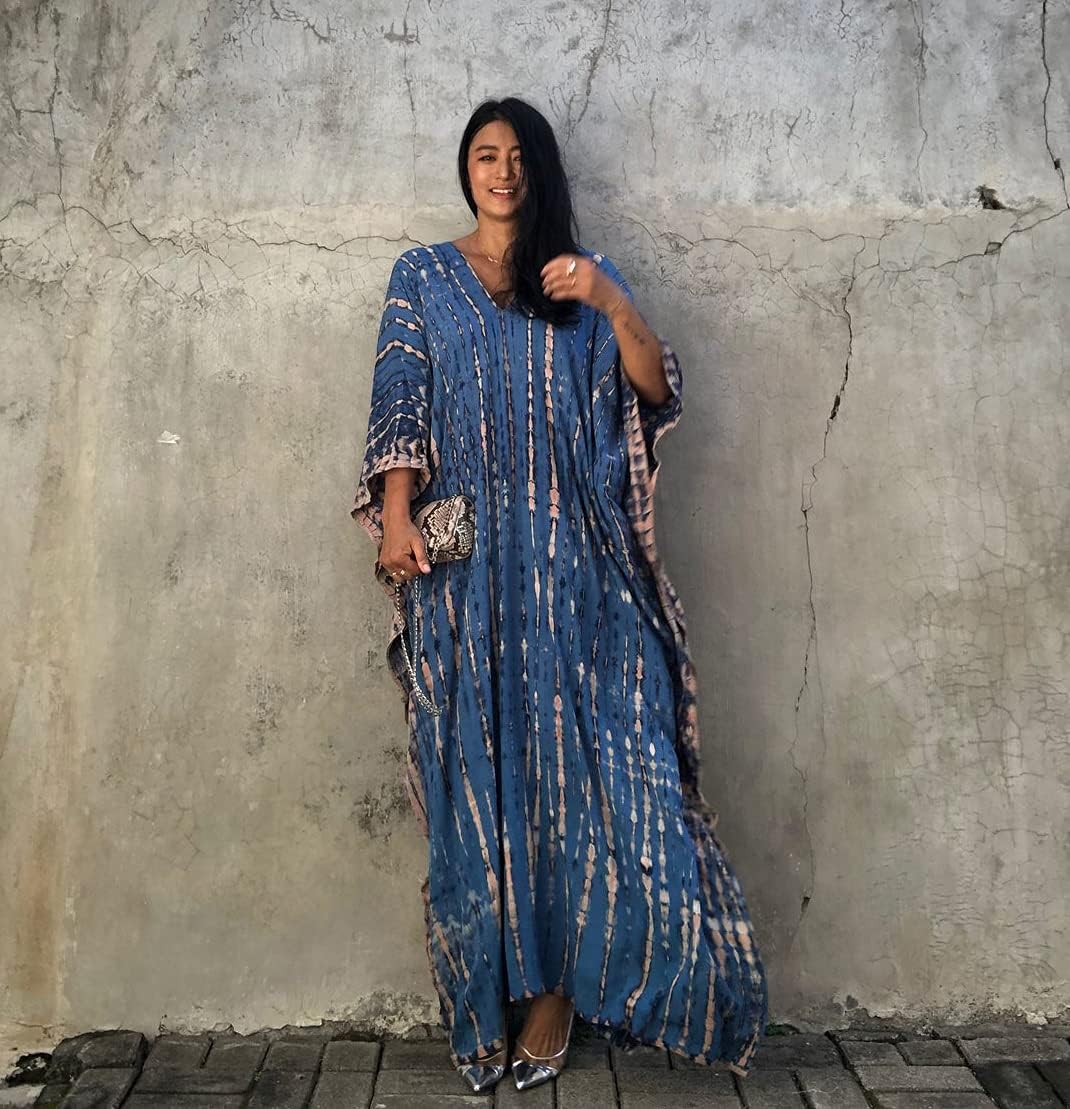 Bsubseach Damen Strandkleid Boho Strandponcho Plus Grösse Kaftan Sommerkleid Maxikleid Lose Maxi Kim