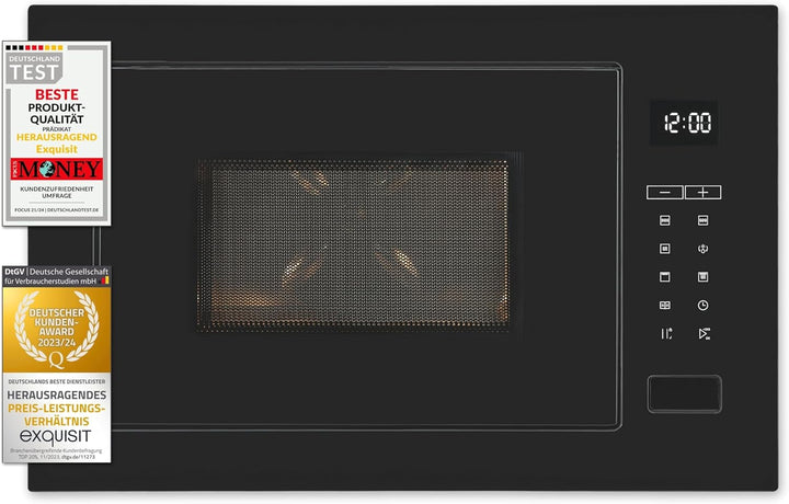 Exquisit EMW25-G-020 Schwarz | 60cm Einbaumikrowelle | Grillfunktion | Touch | Timer | Schnellstart