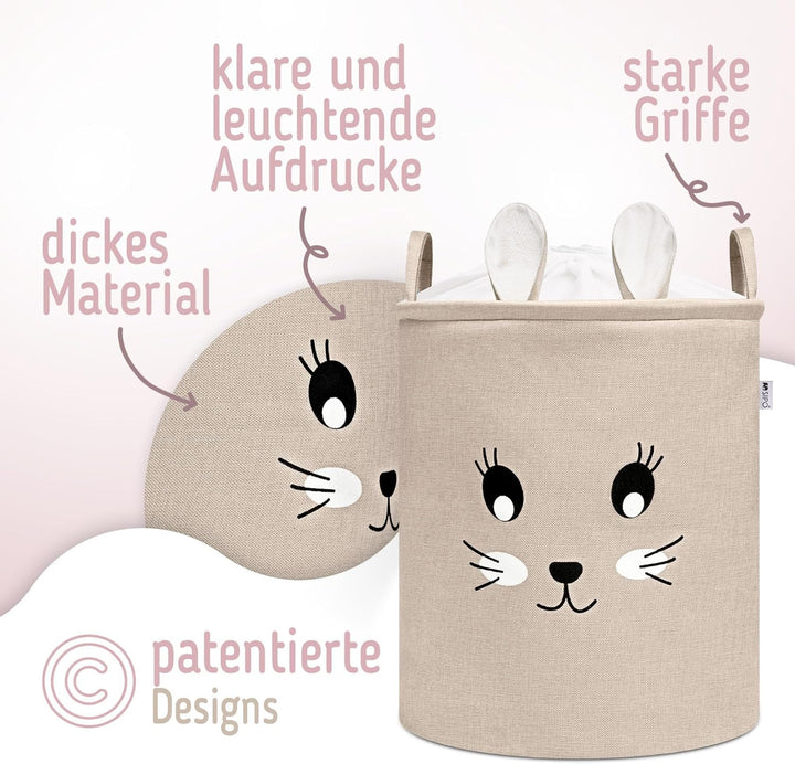 SIPO Spielzeugkorb Premium, XXL 63L, Rabbit, Faltbarer Spielzeug Organizer mit Kordelzug, Wasserdich