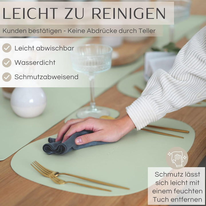Mahewa® 6er Set Premium Tischset aus Leder-Imitat - Kunstleder Platzset abwaschbar und wasserdicht -