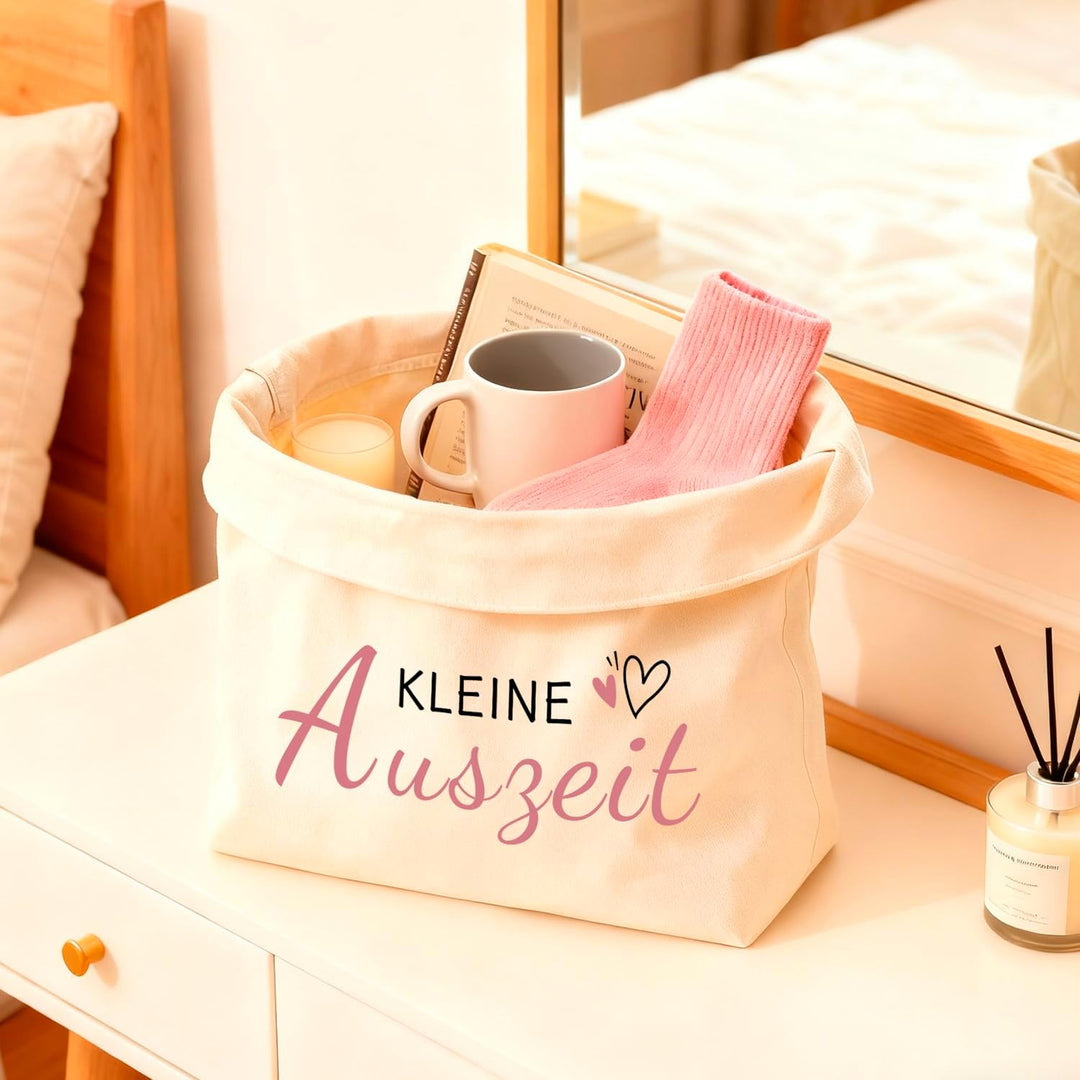 Kleine Auszeit Geschenktüte aus Baumwolle,Geschenkkorb und Geschenkverpackung für Frauen, Brotsack z