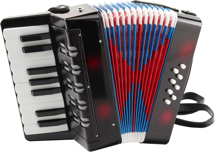 Classic Cantabile Bambino Nero Kinder Akkordeon, Schwarz (ab 3 Jahre, 17 Noten Tasten, 8 Bässe, eins