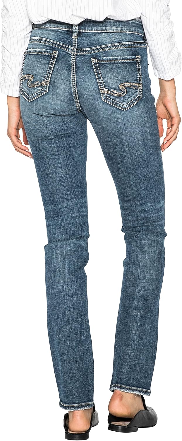 SILVER JEANS Damen Suki Mid Rise Slim Bootcut Plus Size Jeans 29W / 32L Mittlere Sandstrahlung, 29W
