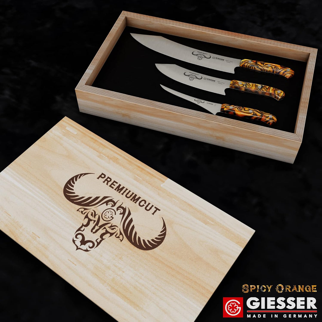 Giesser seit 1776 - Made in Germany - PremiumCut Spicy Orange Messerset 3 teilig Kochmesser 20 cm Ba