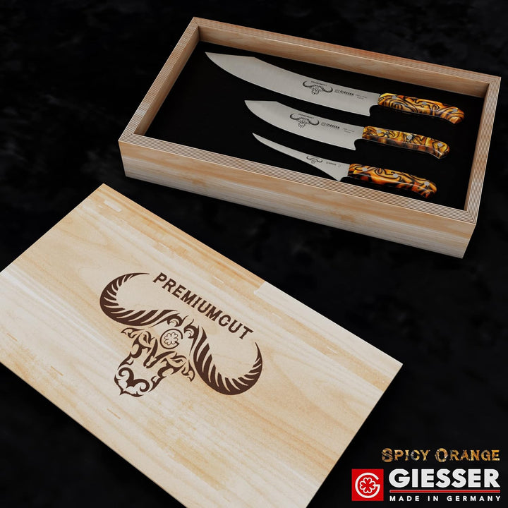 Giesser seit 1776 - Made in Germany - PremiumCut Spicy Orange Messerset 3 teilig Kochmesser 20 cm Ba