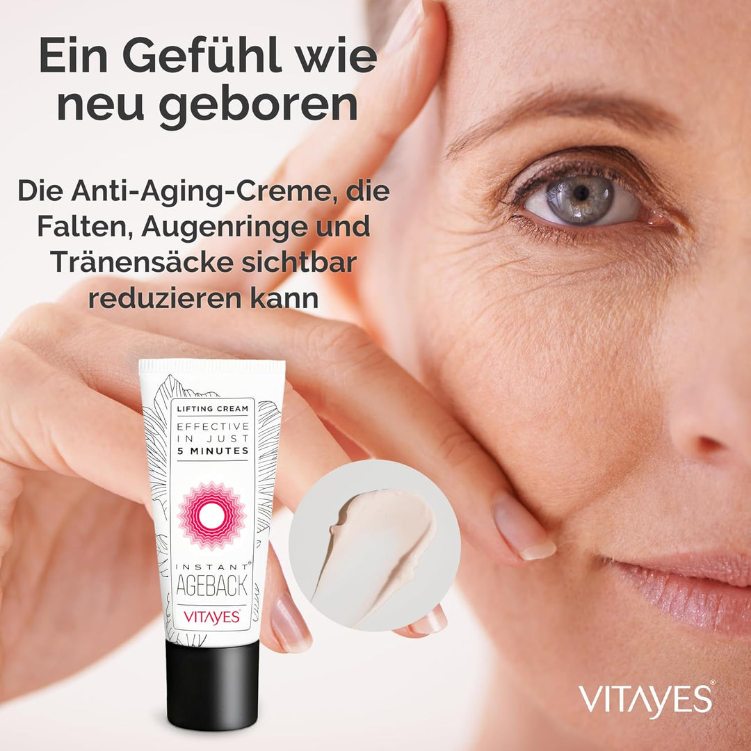 VITAYES Instant Ageback - Anti Aging Creme, Lifting Creme, Klinisch und dermatologisch getestet (15m